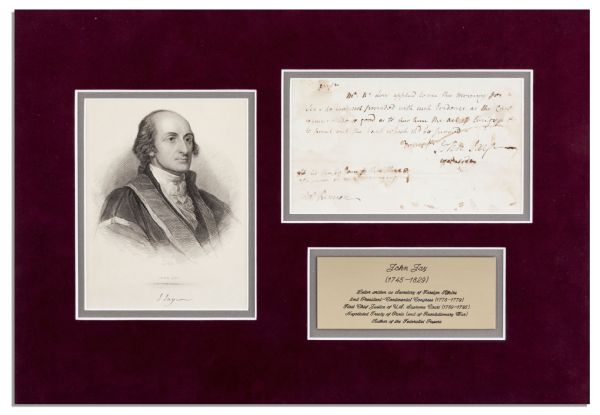John Jay Autograph Letter Signed as Secretary of State