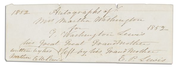 Martha Washington Signature -- With Familial Provenance