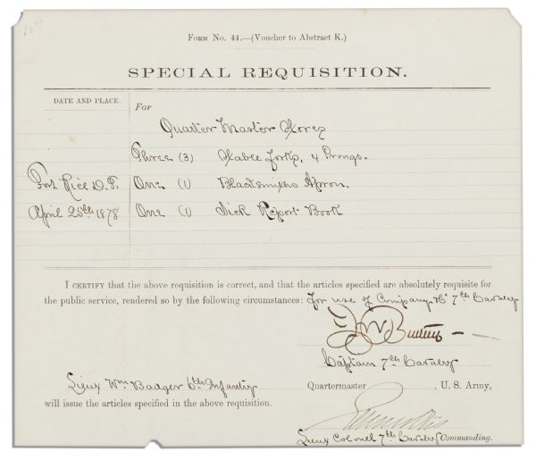 Frederick Benteen Document Signed