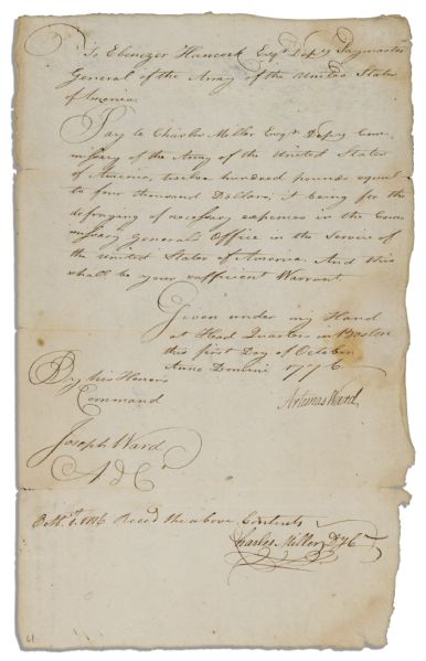Artemas Ward 1776 Document Signed