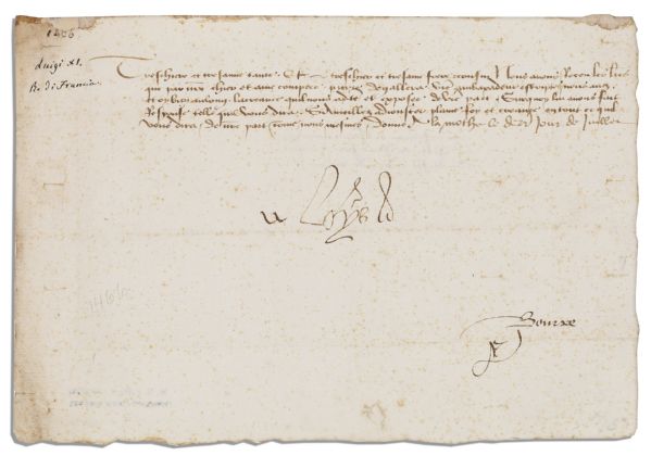 King Louis XI Old French Document Signed