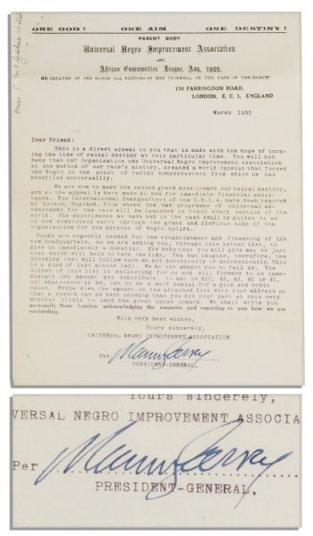 Marcus Garvey Typed Letter Signed