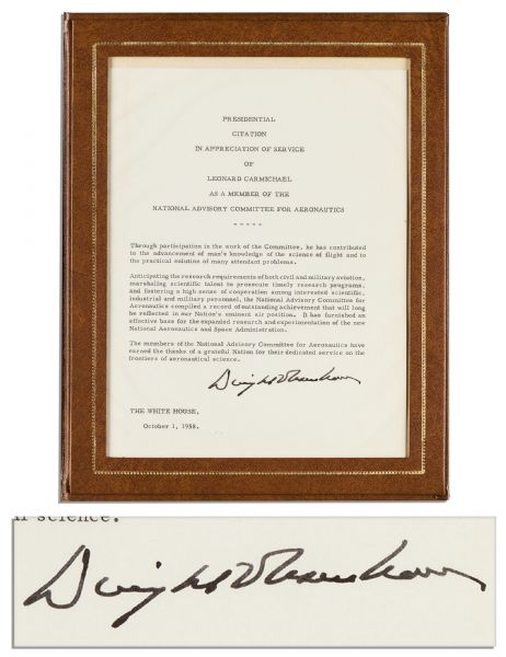 Dwight D. Eisenhower Rare Typed Document Signed as President