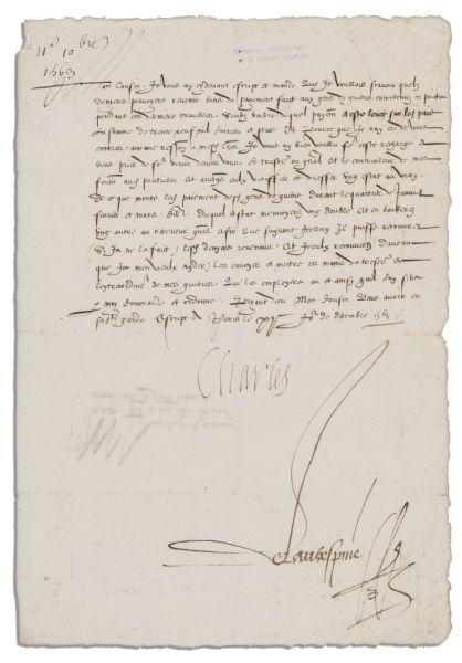 Charles IX, King of France, Document Signed