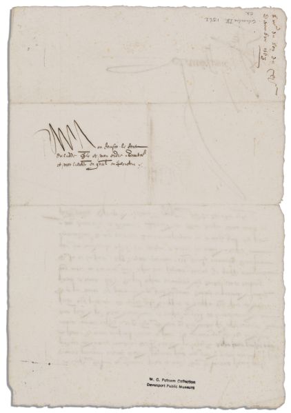 Charles IX, King of France, Document Signed Three Years Into His Reign