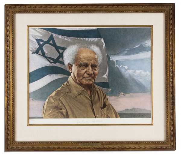 Large Limited Edition Lithograph Portrait of David Ben-Gurion Signed