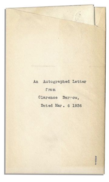 Clarence Darrow Typed Letter Signed -- ''...'Joseph Smith and His Mormon Empire' at last begun and already certain to enjoy beyond anything I have recently stumbled upon...'' -- 1936