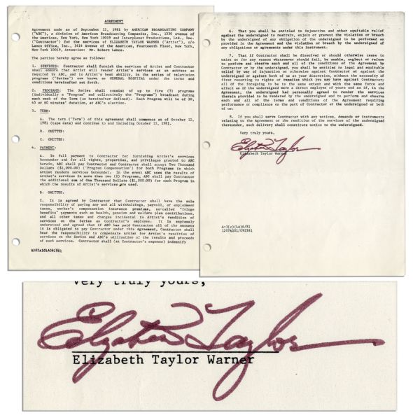 Elizabeth Taylor Signed Contract For ''General Hospital''