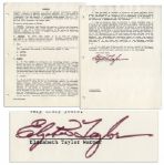 Elizabeth Taylor Signed Contract For General Hospital