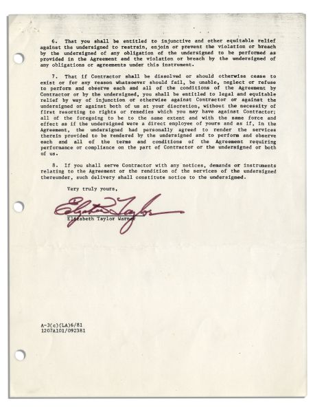 Elizabeth Taylor Signed Contract For ''General Hospital''