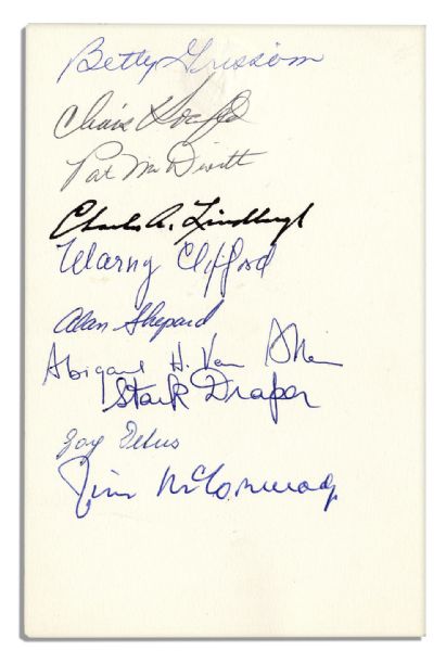 The First Men of Aviation & Space Together -- White House Dinner Menu Signed by Charles Lindbergh, Alan Shepard, Dear Abby & 7 Others From a 1968 Event