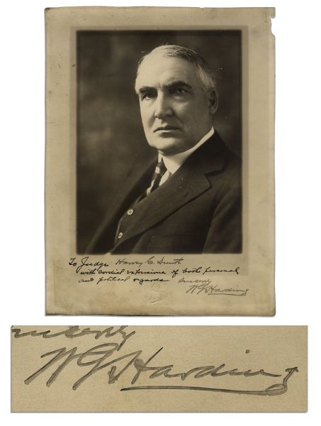 Warren G. Harding Signed 9.25'' x 12.75'' Photo
