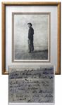 Will Rogers Signed Photo -- With Lengthy Autograph Inscription -- ...Leaving NY for the broad spaces - where every man is as good as his Close Up... -- Framed to 17.25 x 21