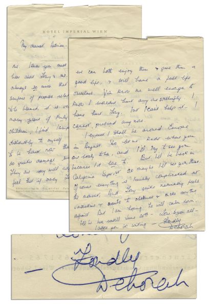 Lot of Hollywood Greats -- Clark Gable Typed Letter Signed, Moe Howard Signed Check & Deborah Kerr Autograph Letter Signed -- ''...I simply cannot continue living dishonestly to myself...''
