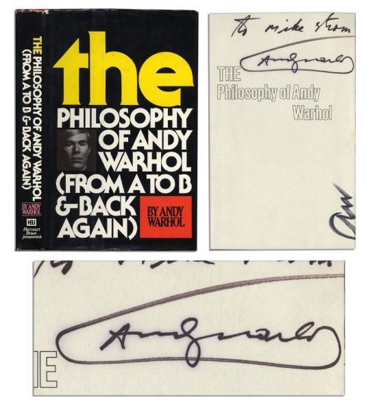 Andy Warhol Signed First Edition of His Book With Dustjacket -- ''The Philosophy of Andy Warhol (From A to B & Back Again)''