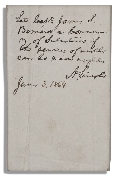 Abraham Lincoln Autograph Note Signed as President, Dated 3 June 1864