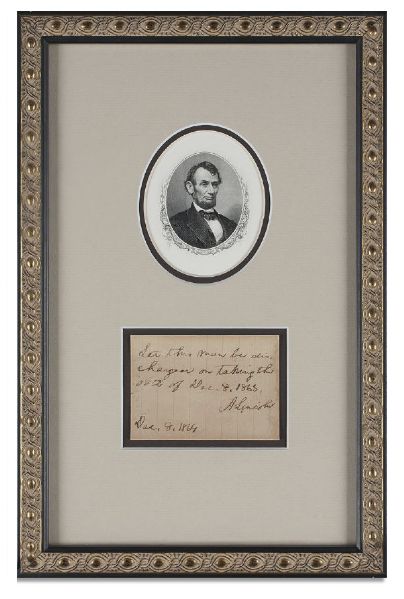 Abraham Lincoln Autograph Note Signed as President -- Pardoning a Former Confederate