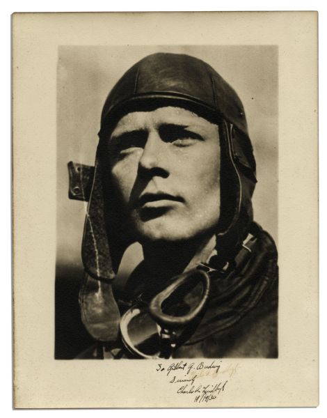 Excellent & Large Charles Lindbergh Signed 11'' x 14'' Photo