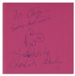 Charles Schulz Hand-Drawn Snoopy Sketch, Within His Classic Book, ''Happiness is a Warm Puppy''