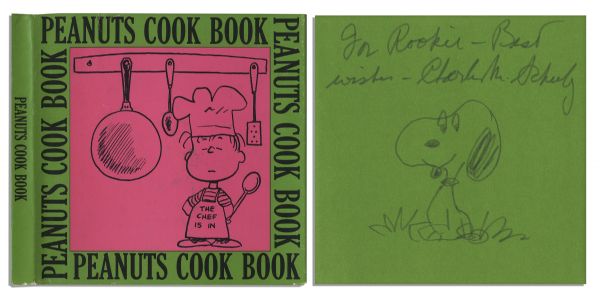 Charles Schulz Hand-Drawn Snoopy Sketch, Within The ''Peanuts Cook Book''