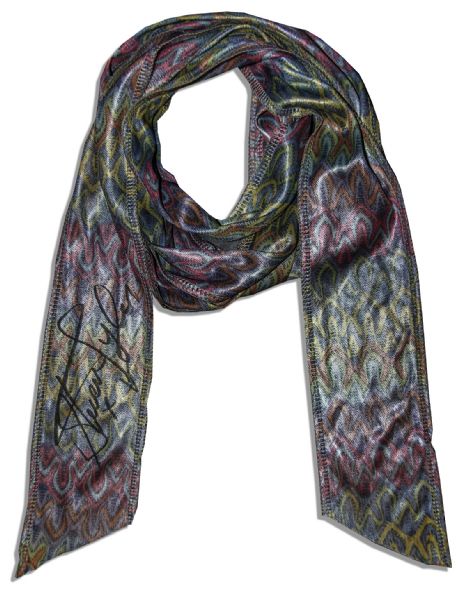 Aerosmith's Steven Tyler Personally Owned & Used Signature Microphone Scarf -- Scarf Is Also Signed by Tyler