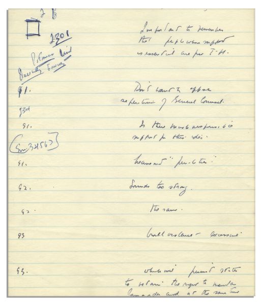 John F. Kennedy's Handwritten Notes From 1953 as a Massachusetts Senator