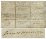 James Monroe Land Grant Signed as President in 1823