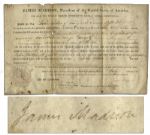 James Madison Land Grant Signed as President in 1814