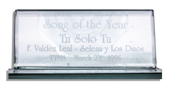 Queen of Latin Music, Selena's Official 1996 Tejano Music Award for Song of the Year -- Awarded Posthumously