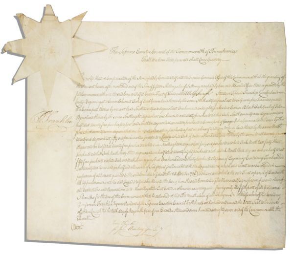 Benjamin Franklin Document Signed as Governor of Pennsylvania