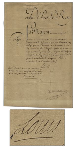King Louis XV French Document Signed From 1761