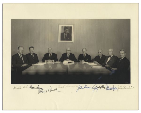 Excellent 13.75'' x 11'' Photo of the 1963 Warren Commission -- With Signatures From All Eight Members