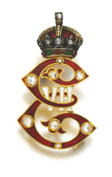 King Edward VII Royal Cypher Diamond Pin