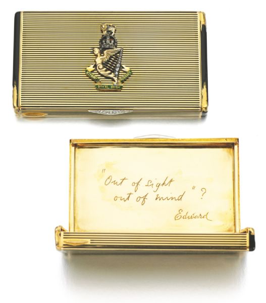 King Edward VIII's Lacloche Freres Case -- Decorated in Diamonds With the 8th King's Royal Irish Hussars Emblem -- Gifted Circa 1922