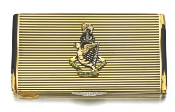 King Edward VIII's Lacloche Freres Case -- Decorated in Diamonds With the 8th King's Royal Irish Hussars Emblem -- Gifted Circa 1922