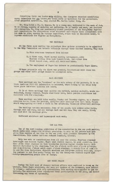 Montgomery Improvement Association's Inaugural 1956 Newsletter Regarding Updates in the Montgomery Bus Boycott