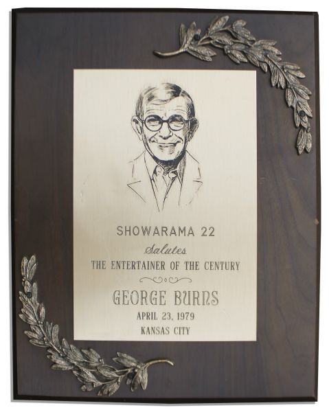 George Burns Award Plaque as ''Entertainer of the Century''
