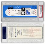 Scarce Unused Ticket From the 1980 US vs. USSR Olympic Hockey Game -- Named Top Sports Moment of the 20th Century -- PSA Graded