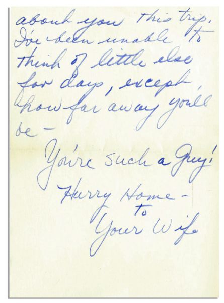 Lucille Ball Handwritten Letter -- ''...I'm going to miss you - so much more than you know...I've been unable to think of little else for days, except how far away you'll be...''