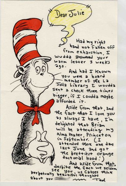 Dr. Seuss Autograph Letter Signed on ''Cat in the Hat'' Stationery