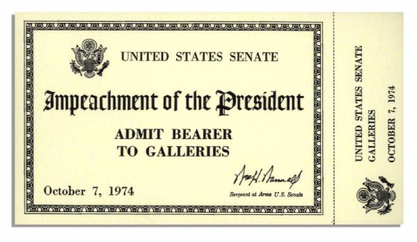 U.S. Senate Ticket to the Impeachment Trial of President Richard Nixon