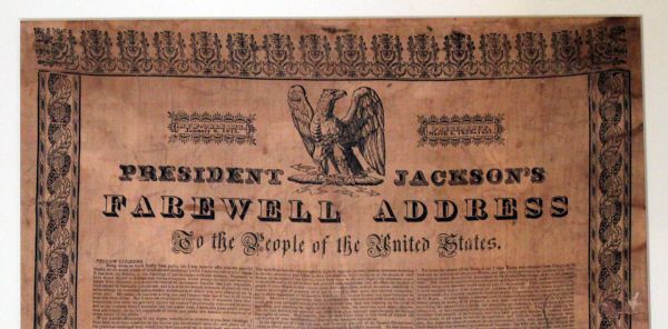 Rare Silk Copy of Andrew Jackson's 1837 Farewell Address -- Beautiful Presidential Keepsake