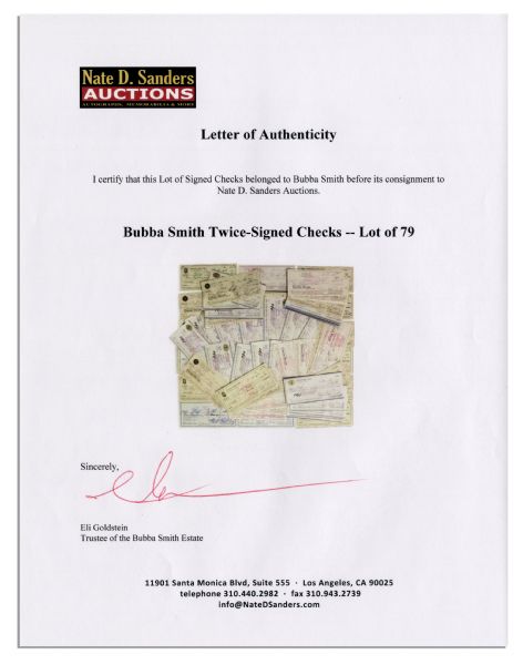 Bubba Smith Twice-Signed Checks -- Lot of 79