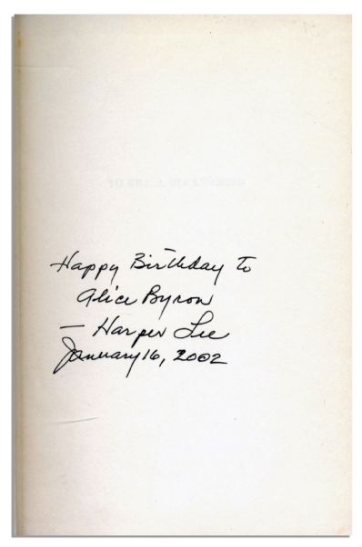 Harper Lee Signed First Edition of Her Pulitzer Prize Winning Work ''To Kill A Mockingbird''