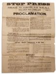 1922 Irish Civil War Broadside Issued by the IRA -- Beware of Black and Tans -- With a Statement by Eamon de Valera