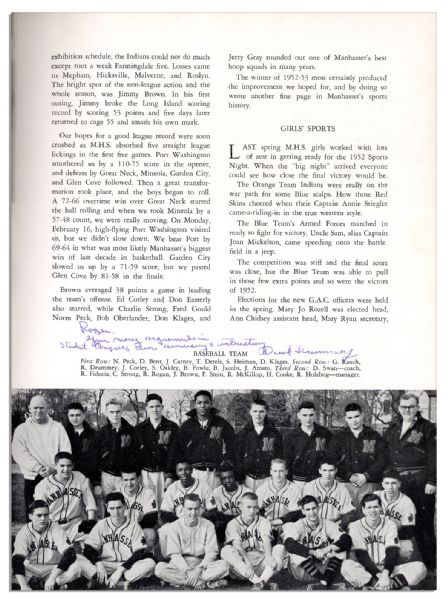Jim Brown Signed 1953 Yearbook as a Senior in High School -- With 7 Photos of the Football Legend