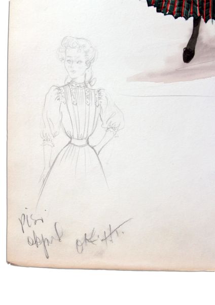 Edith Head Costume Sketch -- Head Draws Mona Freeman for the 1951 Film ''Darling How Could You!''