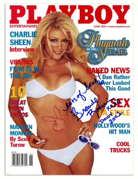 Brande Roderick Lingerie Signed & Worn in Her Playboy Centerfold Shoot as Playmate of The Year -- With Signed Magazine, 8'' x 10'' Photo, and Polaroids From the Shoot
