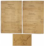 King George III 1785 Document Signed -- Interesting Document Itemizes Expenses Incurred for 5 of His 15 Royal Children -- Prince William / Robe, Stables, Extras...