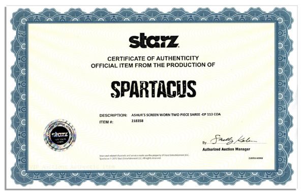 ''Spartacus'' Screen-Worn Silk Costume -- Custom-Made For Nick Tarabay as Ashur in the Season Finale of the First Season